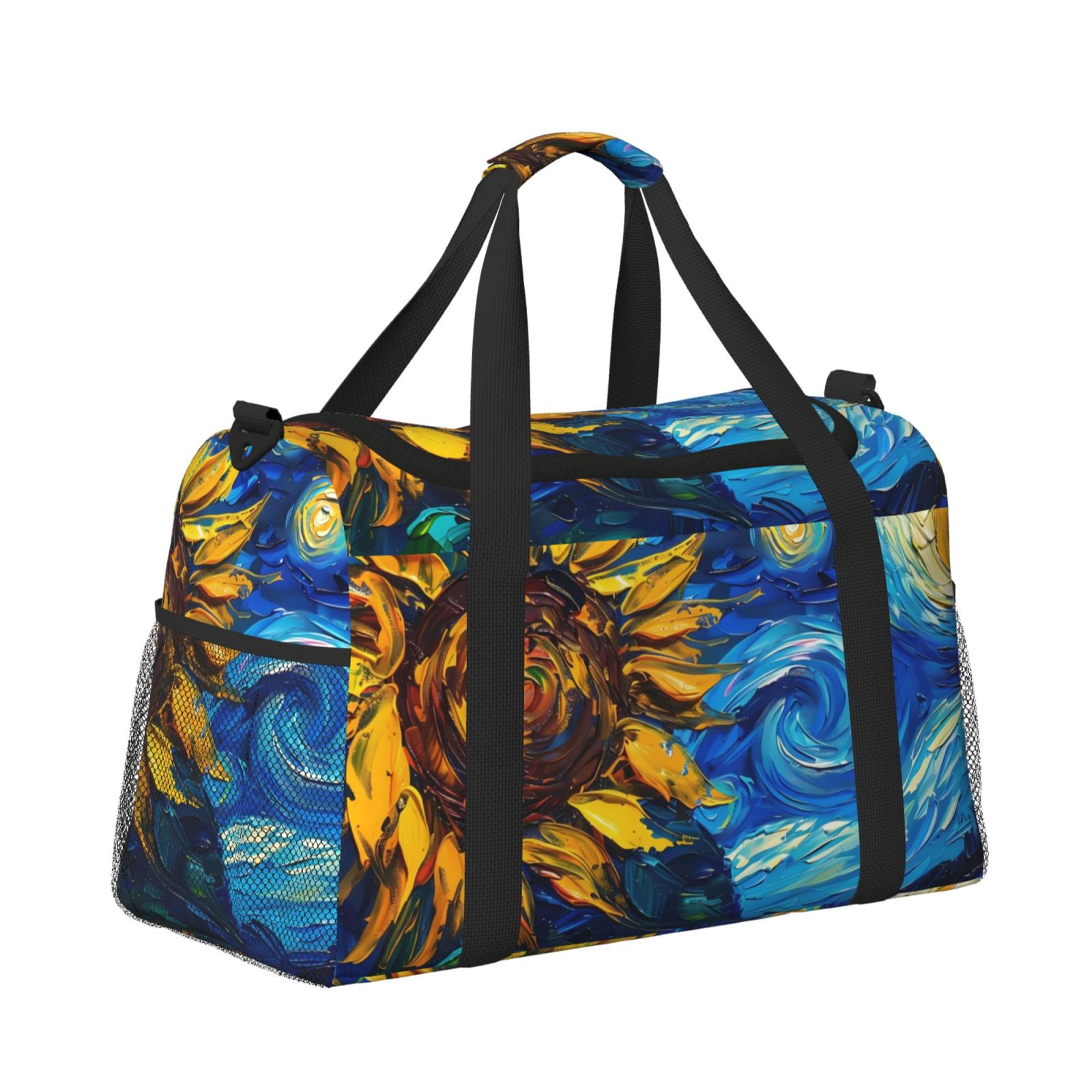 Fuzoiu Sunflower Starry Night Vibes Print Travel Duffle Bag,Carry On Tote Bags,Duffel Bag,Sport Gym Bag, Hospital Bag for Labor and Delivery, Overnight Bag,Luggage Bag
