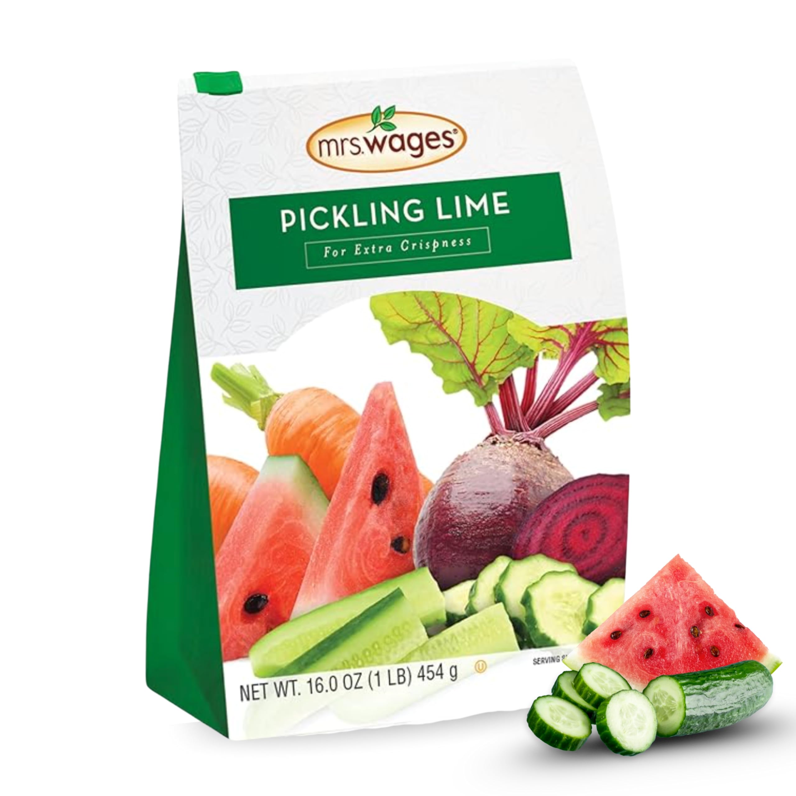 Mrs. Wages Pickling Lime – 1-Pound Resealable Bag, Green, Model W502-D3425
