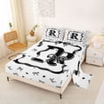 thumbnail image 2 of Erosebridal Initial R Girls Queen Sheet Sets, Watercolor Black Bow Bed Set, 4 Pieces, 2 of 5