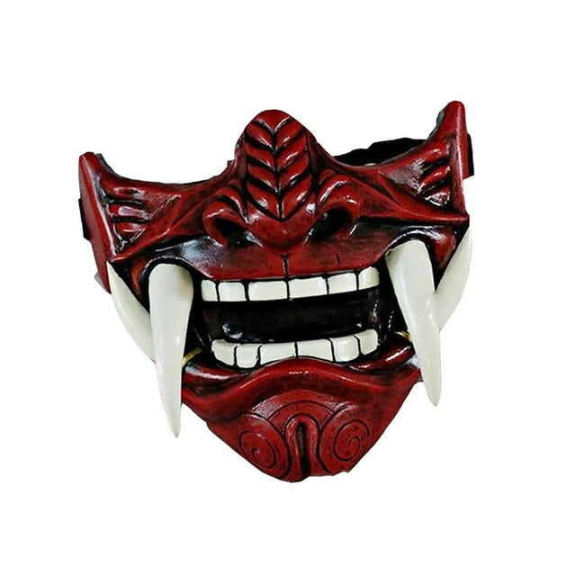 Máscara de Halloween Yinane Samurai Japonés Oni Media Cara