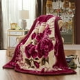 thumbnail image 7 of DBOZE Warm Heavy Plush Korean Style Mink Raschel The Best  Winter Blanket, 2 Ply Reversible Silky Soft Velvet Warm Plush Fleece King Size, Burgundy/Cream, 7 of 7