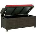 thumbnail image 3 of Yardi Yarda Outdoor Wicker Storage Bench with Storage & Cushion, 2-in-1 Storage Bench, Red, 3 of 11