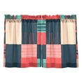 thumbnail image 7 of Yayeee Kitchen Curtains Tier Pair Light Filtering 27"x36" Rod Pocket Short Cafe Window Panel, Red Teal Plaid, 7 of 7