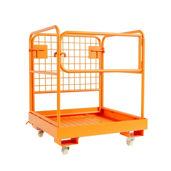 Forklift Safety Cage,Forklift Man Basket 1200lbs Capacity, Foldable Forklift Work Platform,36'' x 36'' Foldable Forklift Work Platform for 1-2 People with with Chain and Safety Lock, Perfect for Aeria