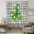 thumbnail image 2 of Saint Patrick's Day Semi Sheer Curtains Drapes for Living Room,Bedroom,French Doors Window 84 Inches Long,Farmhouse Green Lucky Clovers Plaid Rod Pocket Chiffon Curtain Drapery Voile Draperies Panel, 2 of 8