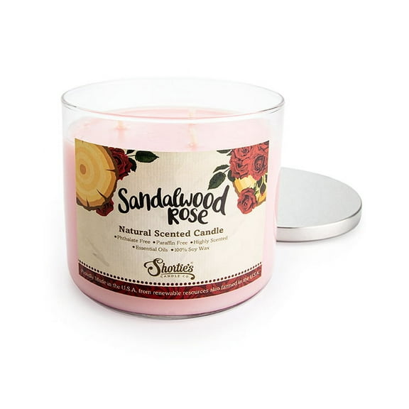 Sandalwood Rose Scented 3 Wick Candle - All Natural - Made with 100% Responsibly Sourced Soy and Essential Fragrance Oils - Phthalate & Paraffin Free, Vegan, Non-Toxic