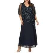 Adrianna Papell Sequin Cape Overlay Gown