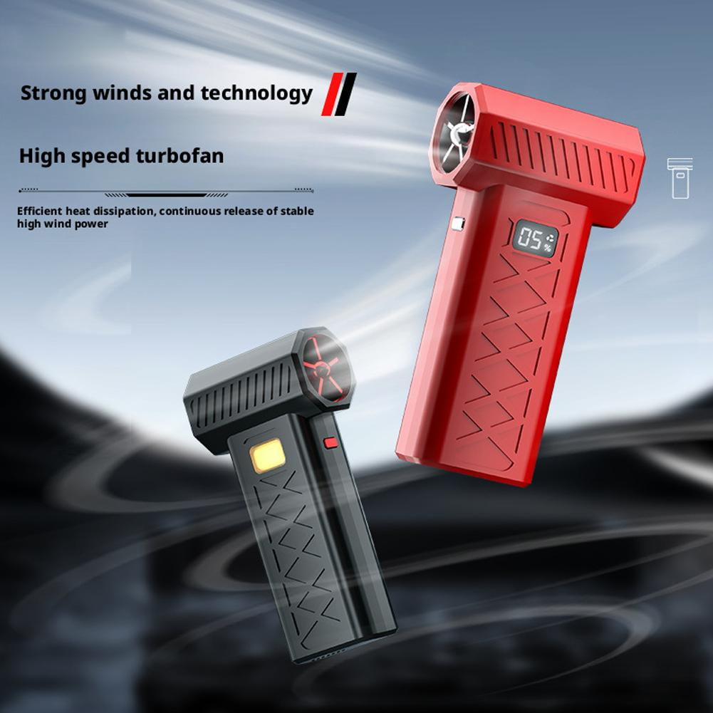Electric Cordless Mini Turbo Snow Blower, Handheld Leaf Blower with Hurricane Power 6 Gear Adjustable & LED Illumination for Drying, Snow Removal, Cleaning