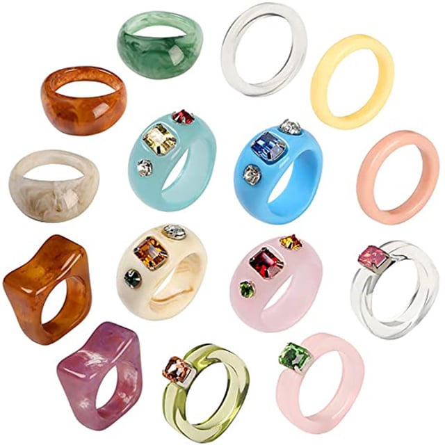 Resin Ring Fashion Transparent Acrylic Statement Ring Knuckle Ring Finger Ring