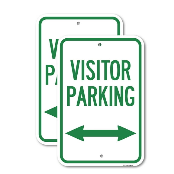 (2 Pack) Reserved Parking Sign Visitor Parking (Arrow Pointing Left and Right) | 12" X 18" Heavy-Gauge Aluminum Sign | Rust Free Aluminum, Weather Resistant, Waterproof, Fade Resistant