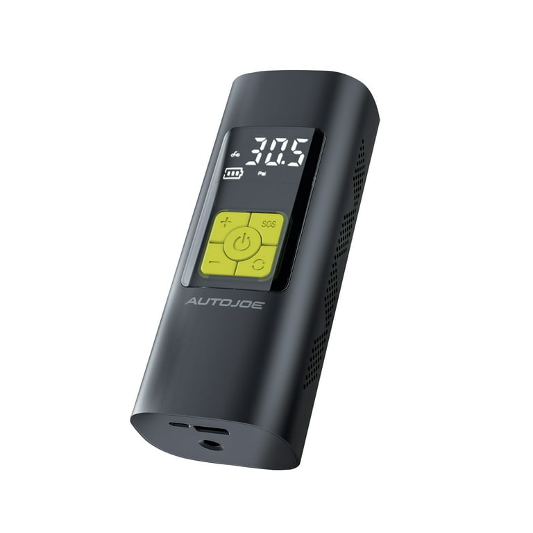 Auto Joe Cordless Digital Air Pump Inflator + Power Bank, 12-Volt DC  Adaptor, LED Flashlight, 140-PSI