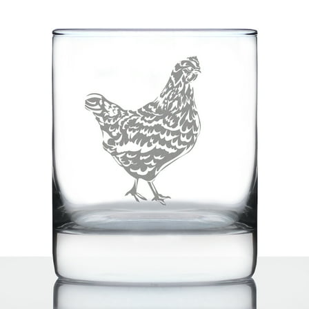Bevvee Whiskey Rocks Glass 10.25 oz Hen Gifts for Whiskey Enthusiasts Glassware & Drinkware
