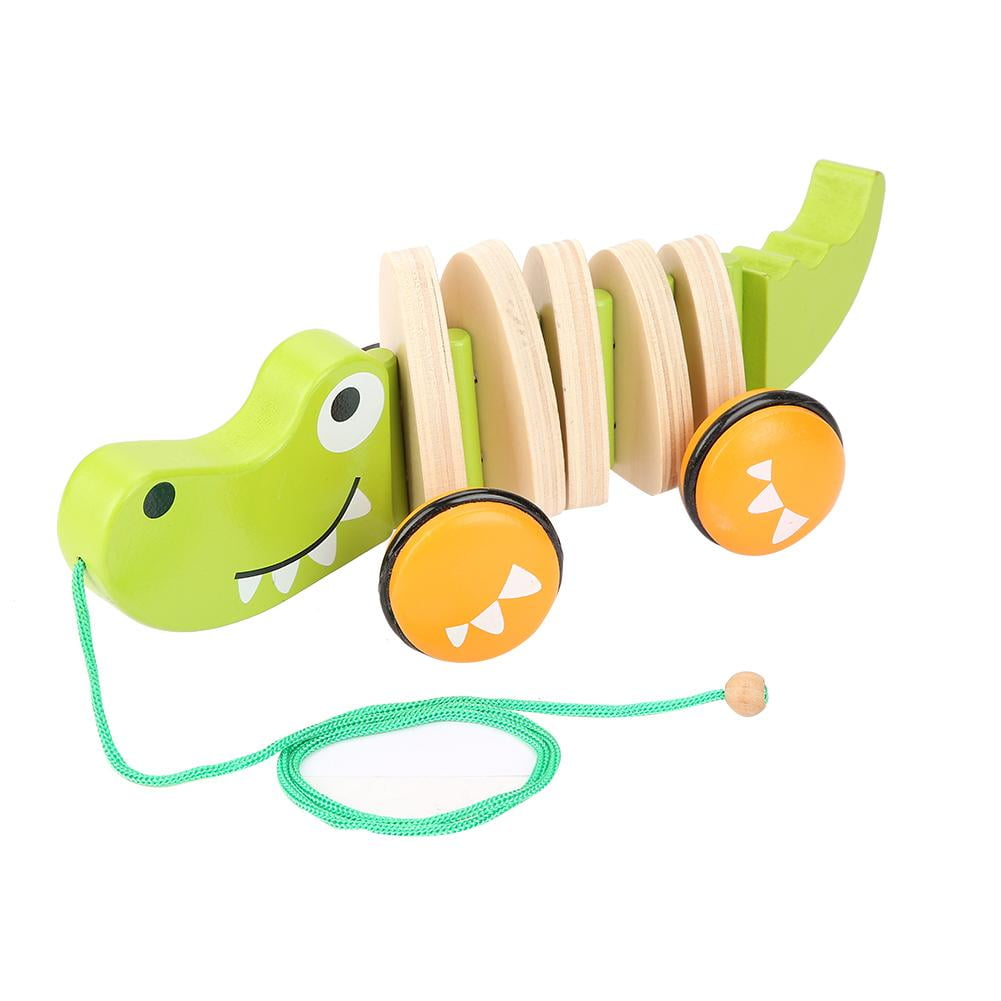 LYUMO Toddler Child Crocodile Wooden Rope Toy Walk-A-Long Pull Toy