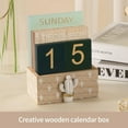 thumbnail image 5 of Fuliko Perpetual Desk Calendar, Wooden Calendar Office Supplies Block Office Aesthetic Boho Desk Cactus Decor, 5 of 5