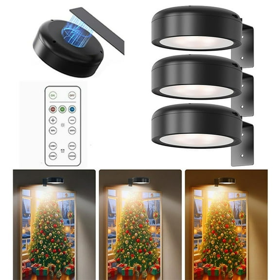 Djiypn 3-Pack Battery Operated Picture Light Magnetic Painting Light with 2 Lighting Modes,Remote Control Art Display Light for Picture Artworking Frame Portrait,Wireless Wall Decor Puck Lights