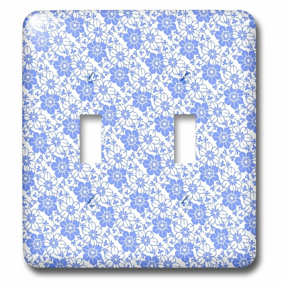 3dRose, Blue and White Floral Pattern, double toggle switch