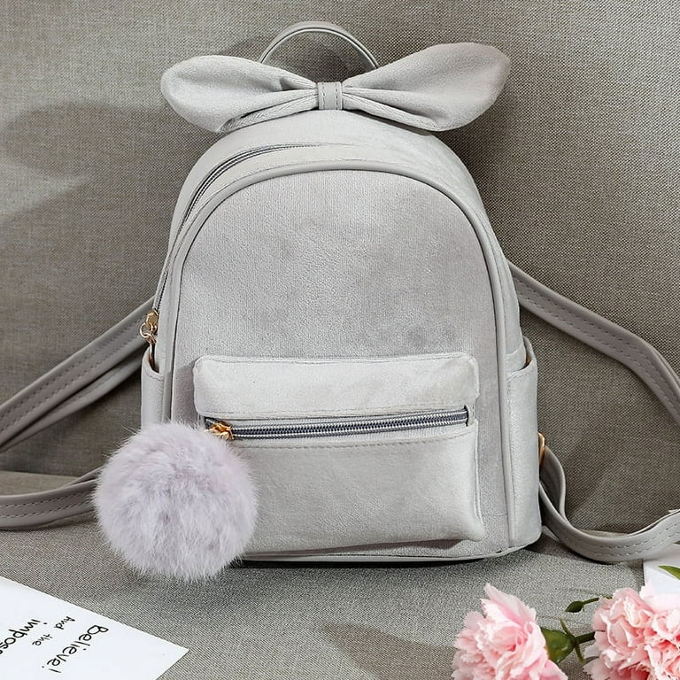 Laidan Backpack Women Velvet Backpacks for Teenager Girls Student School Bag Backpack Female Shoulder Travel Bag Light Grey