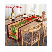 CuiLiyq Christmas Table Runner, Christmas Tree Branch with Bells Xmas Ball Pattern Tablecloth, for Seasonal Winter Xmas Party Decoration Holiday Indoor Home Kitchen Table Decor (13" x 47.2")