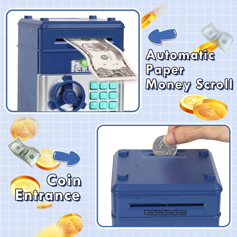 OROLIVING Kids Safe Bank, ATM Savings Bank Toy, Password Protected