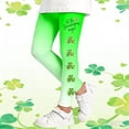 thumbnail image 2 of Tisuna Girls St Patricks Day Leggings Child Cartoon Print Elastic Waist Tight Leg Yoga Pants Fashion Stretchy Little Girls Play Holiday Festive Outfits Green1 Size 3-4 Years, 2 of 6