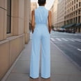 thumbnail image 6 of Idoravan Jumpsuits for Women Dressy Womens Fashion Summer Solid Casual Sleeveless Button Belt Long Jumpsuit, 6 of 6
