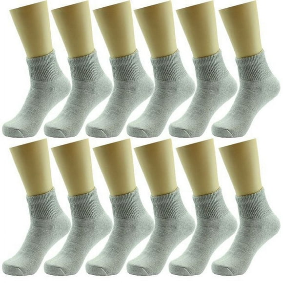 Calcetines Circulatorios de Tobillo para Hombres Grandes y Altos, 6-12 Pares de Calcetines Diabéticos de Apoyo a la Salud, sin Atar y de Ajuste Holgado (13-15) (Gris, Paquete de 6)