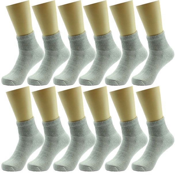 Calcetines Circulatorios de Tobillo para Hombres Grandes y Altos, 6-12 Pares de Calcetines Diabéticos de Apoyo a la Salud, sin Atar y de Ajuste Holgado (13-15) (Gris, Paquete de 6)