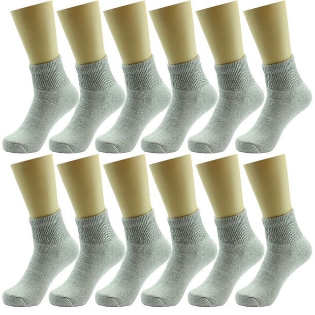 Calcetines Circulatorios de Tobillo para Hombres Grandes y Altos, 6-12 Pares de Calcetines Diabéticos de Apoyo a la Salud, sin Atar y de Ajuste Holgado (13-15) (Gris, Paquete de 6)
