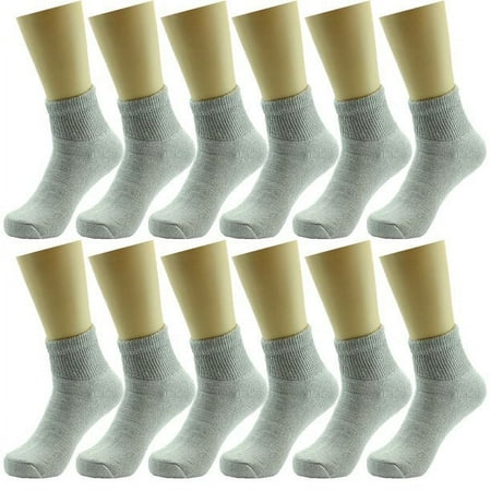 Big And Tall Men's 6-12 Pairs of Health Support Diabetic Ankle Circulatory Socks, Non-binding & Loose Fit(13-15) (Grey, 6Pack)