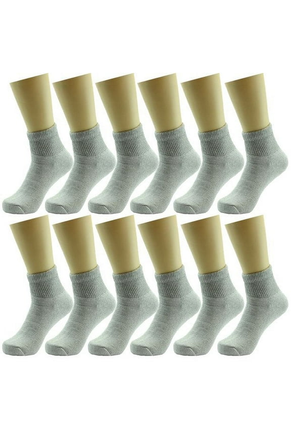 Big And Tall Men's 6-12 Pairs of Health Support Diabetic Ankle Circulatory Socks, Non-binding & Loose Fit(13-15) (Grey, 6Pack)