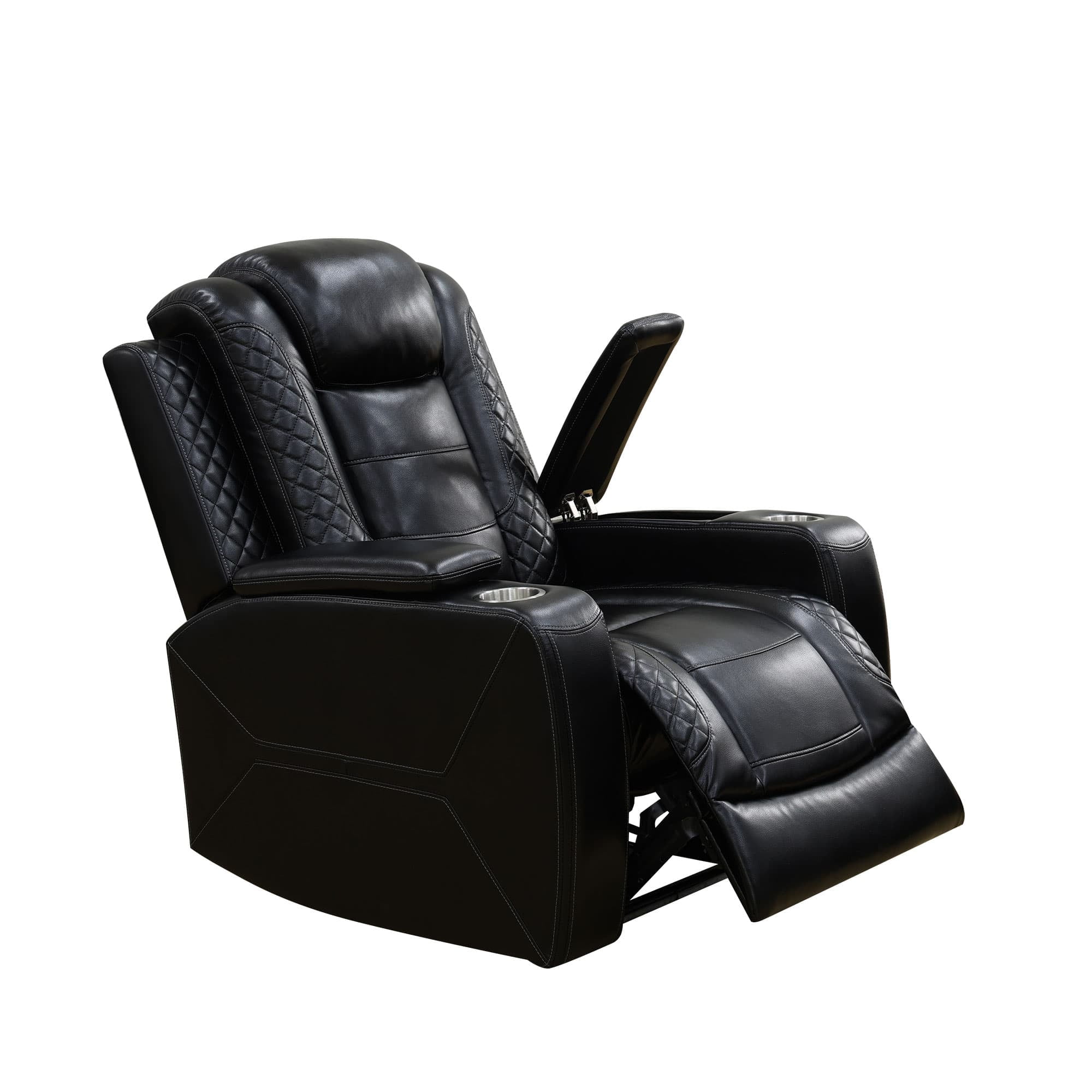 MAYEERTY Power Recliner Chair, Electric Breathable Leather Reclining Chair with USB Charging, Adjustable Backrest for Living Room, Black