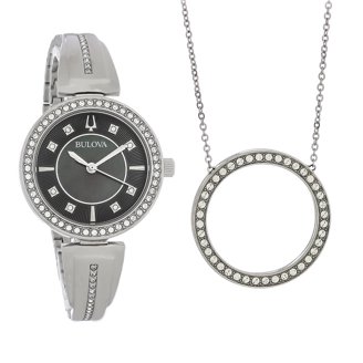 Bulova Silver Watch and Necklace Set Accessories Bulova Crystal Women main image 3