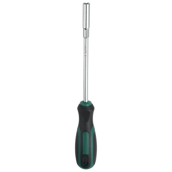 Uxcell Metric Nut Driver 6mm CR-V Non-Magnetic Tip Hollow Shafts Hex Socket Screwdriver with Anti-Slip Handle for Automobile Repair Bit Driver, Green/Black