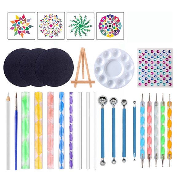 Graflsoa Rock Art Dot Painting Kit - DIY Mandala Dotting Tools Set with 29-Piece Accessories for Creative Crafting