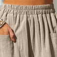 thumbnail image 4 of Juslio Linen Pants Women High Waist Khakis Casual Elastic Waist Linen,with Pockets Wide Leg Pants XL, 4 of 8