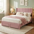 thumbnail image 2 of Upholstered Bed Frame with Storage Drawer, Heavy-Duty Steel Framework & Wooden Slats, Tufted Headboard, No Box Spring Needed, 2 of 3