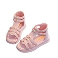 thumbnail image 3 of Aojekbee Girls Summer Gladiator Sandals PU Leather Hollow Out Non Slip Shoes with Ankle Zipper, 3 of 8
