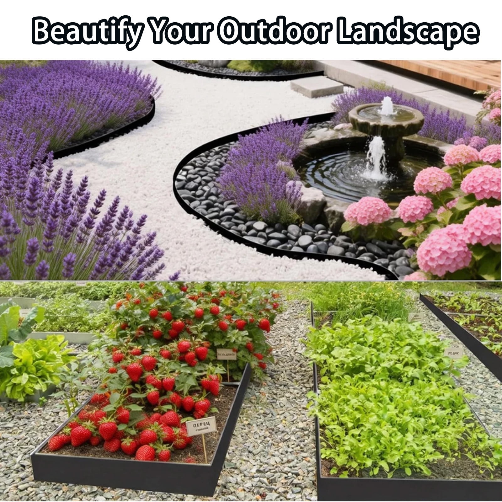 Saburrnity Garden Edging Border, 60FT 2 Inch Tall Plastic Landscape Edging with 72 Stakes, Flexible Tool-Free Lawn Border for Yard, Flower Bed & Landscaping