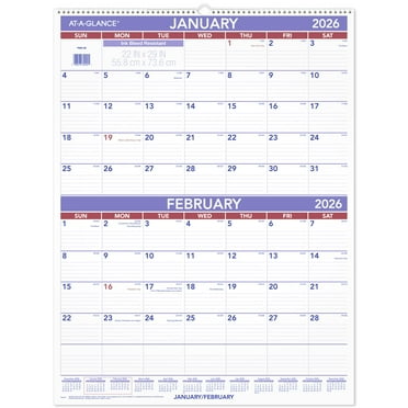 AT-A-GLANCE 2026 Two Month Wall Calendar Large 22 x 29 - Monthly Wall Calendars