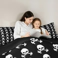 thumbnail image 4 of Manfei Halloween Skull 7pcs Bedding Comforter Set,Gothic Skeleton Queen Bedding Sets,White Black Queen Sheet Sets For Children,Breathable Home Decor Reversible, 4 of 8