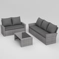 thumbnail image 2 of UDPATIO Wicker Patio Furniture Set, Gray PE Rattan Patio Sofa Set with Coffee Table, Multi-person Outdoor Sectional Sets for Balcony, Backyard, Gray, 2 of 8