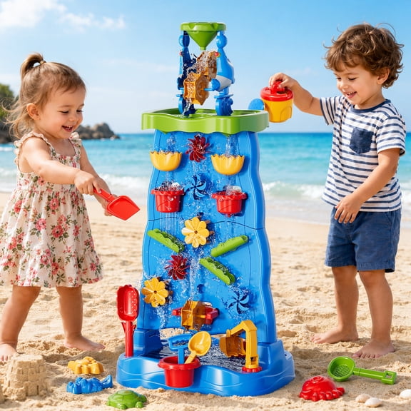 Lucky Doug Water Table for Toddlers 1-3 3-5, 2-Sided Water Wall for Kids Water Play Table Outdoor Toys Summer Outsides Activity for Toddlers Age 2-6