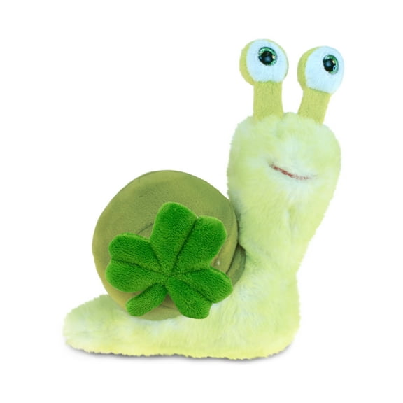 DolliBu Super Soft Green Snail Stuffed Animal with Green Plush Shamrock, Cute Green Shamrock Plush, Fun St Patricks Day Stuffed Animal Snail, Good Luck St Patricks Day Toys for Kids, Baby - 7 Inches