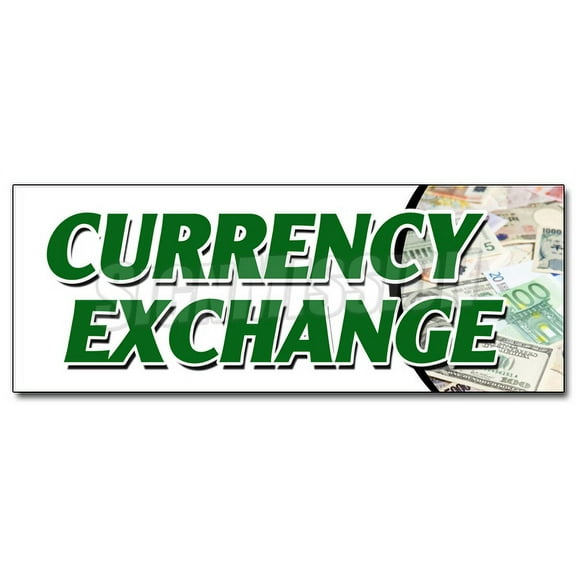 36" CURRENCY EXCHANGE DECAL sticker best conversion rate fast low cost dollar