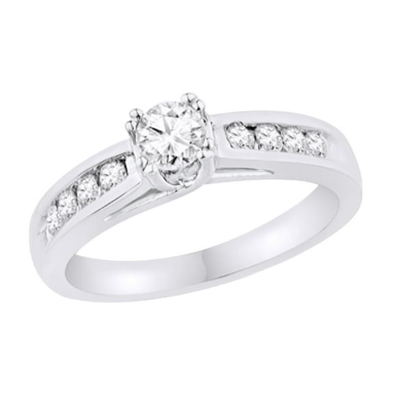 White Natural Diamond Engagement Ring in 10k White Gold