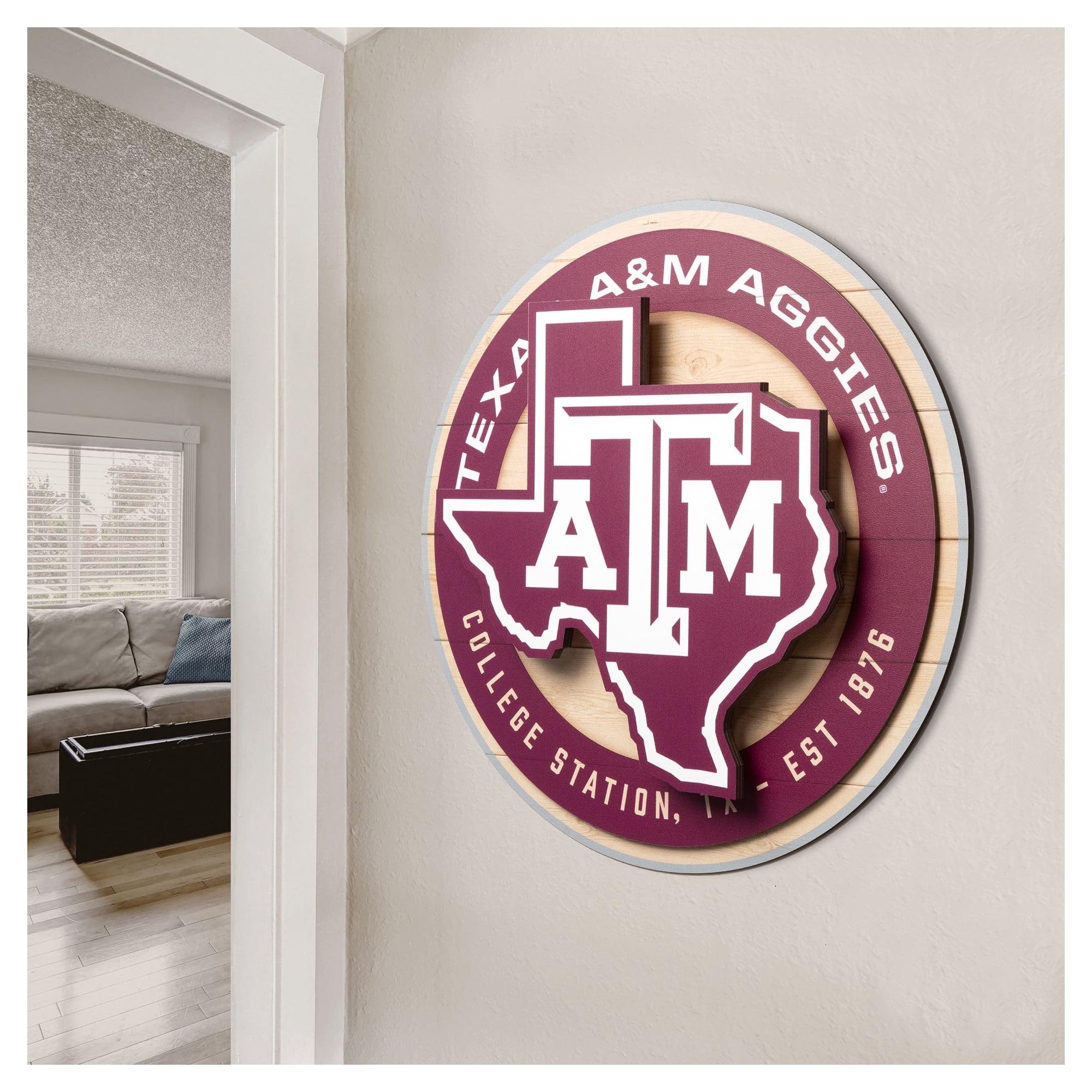 IDNA Texas A&M Aggies 15" x 15" 3DX Logo Circle Backer Wall Art