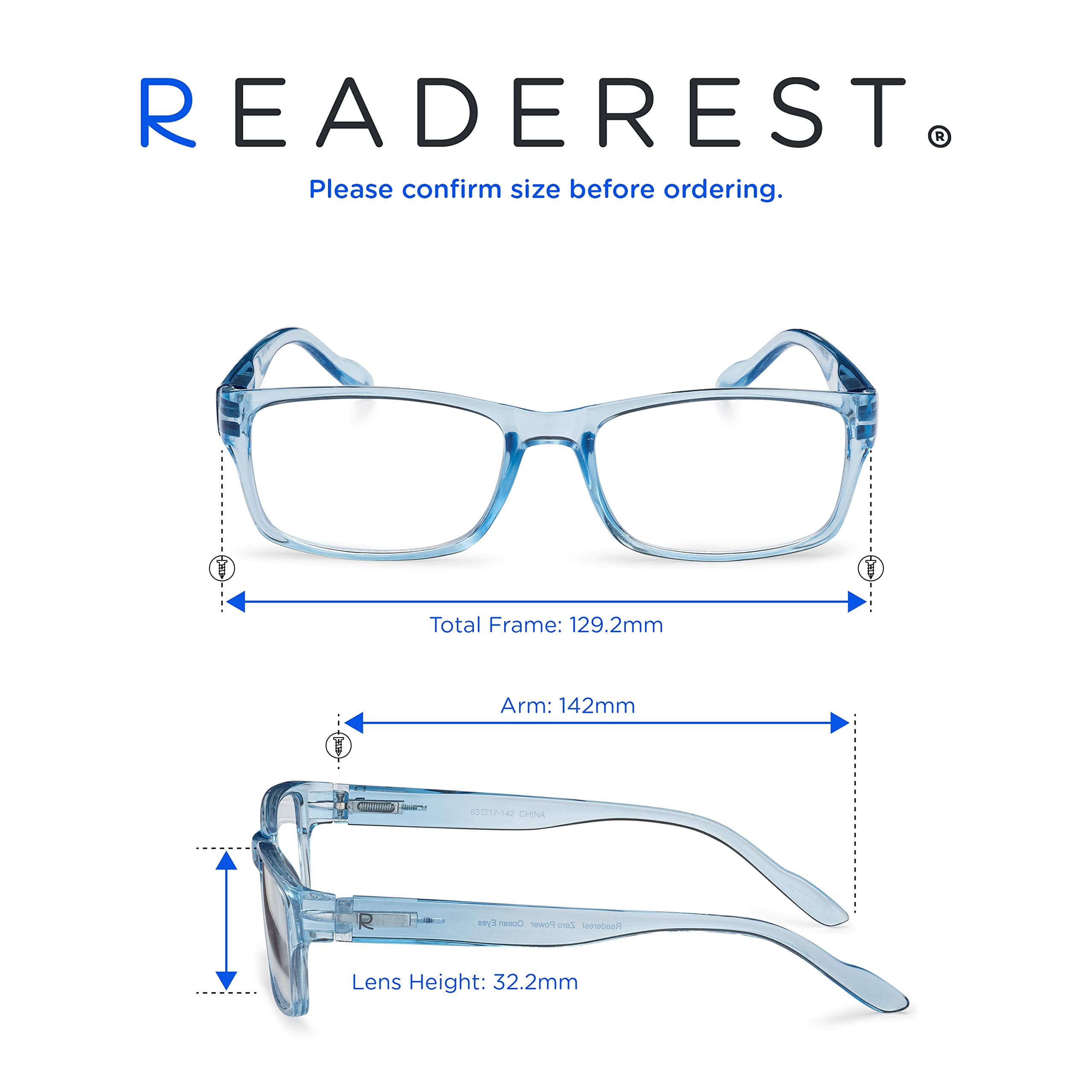 Readerest Blue Light Blocking Reading Glasses (Light Blue, 1.50 Magnification) Computer Eyeglasses With Thin Reflective Lens, Antiglare, Eye Strain, UV Protection, Stylish For Men And Women