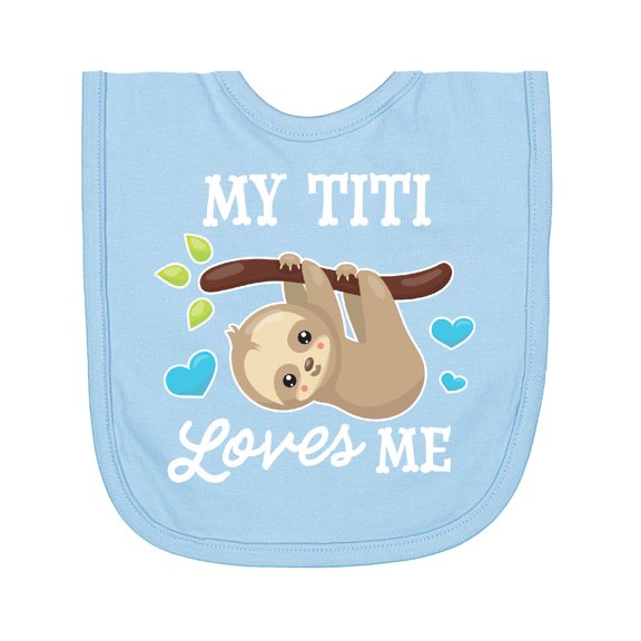 Inktastic My Titi Loves Me with Sloth and Hearts Newborn Bib