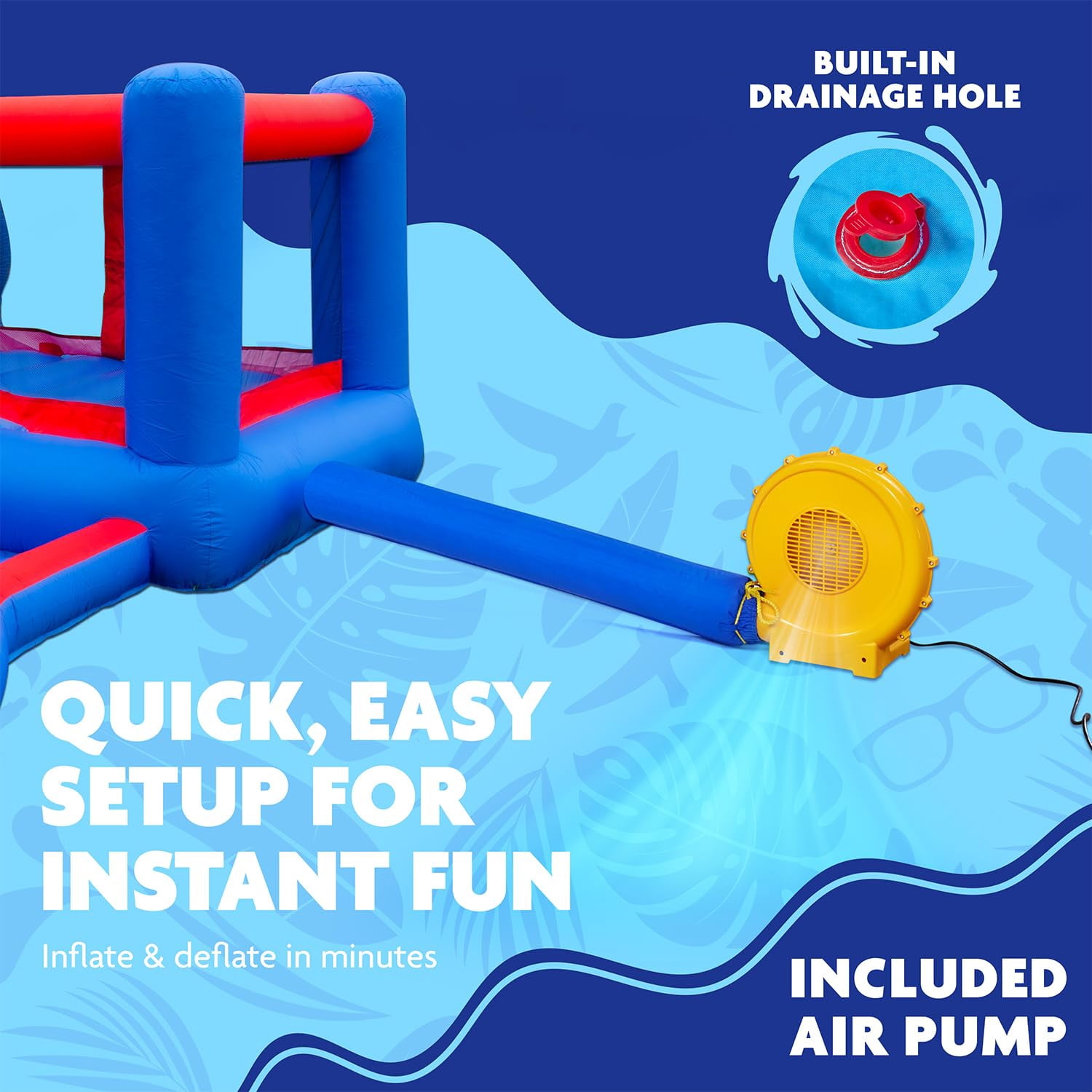 Sunny & Fun Fun Water Slide with Bounce and Pool for Backyard Water Play