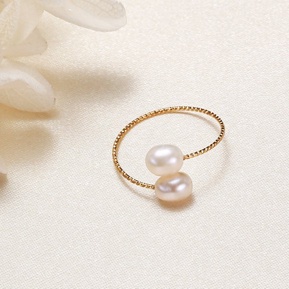 Womens Personalized Pearl Ring With Freshwater Pearls Rice Droplet Circle White Pink Purple Copper Alloy Pearl